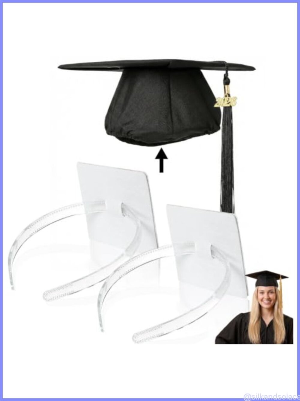Clear Graduation Cap Headband Insert 2 Pack Anti-Fall Hair Band Secure Grad Hat